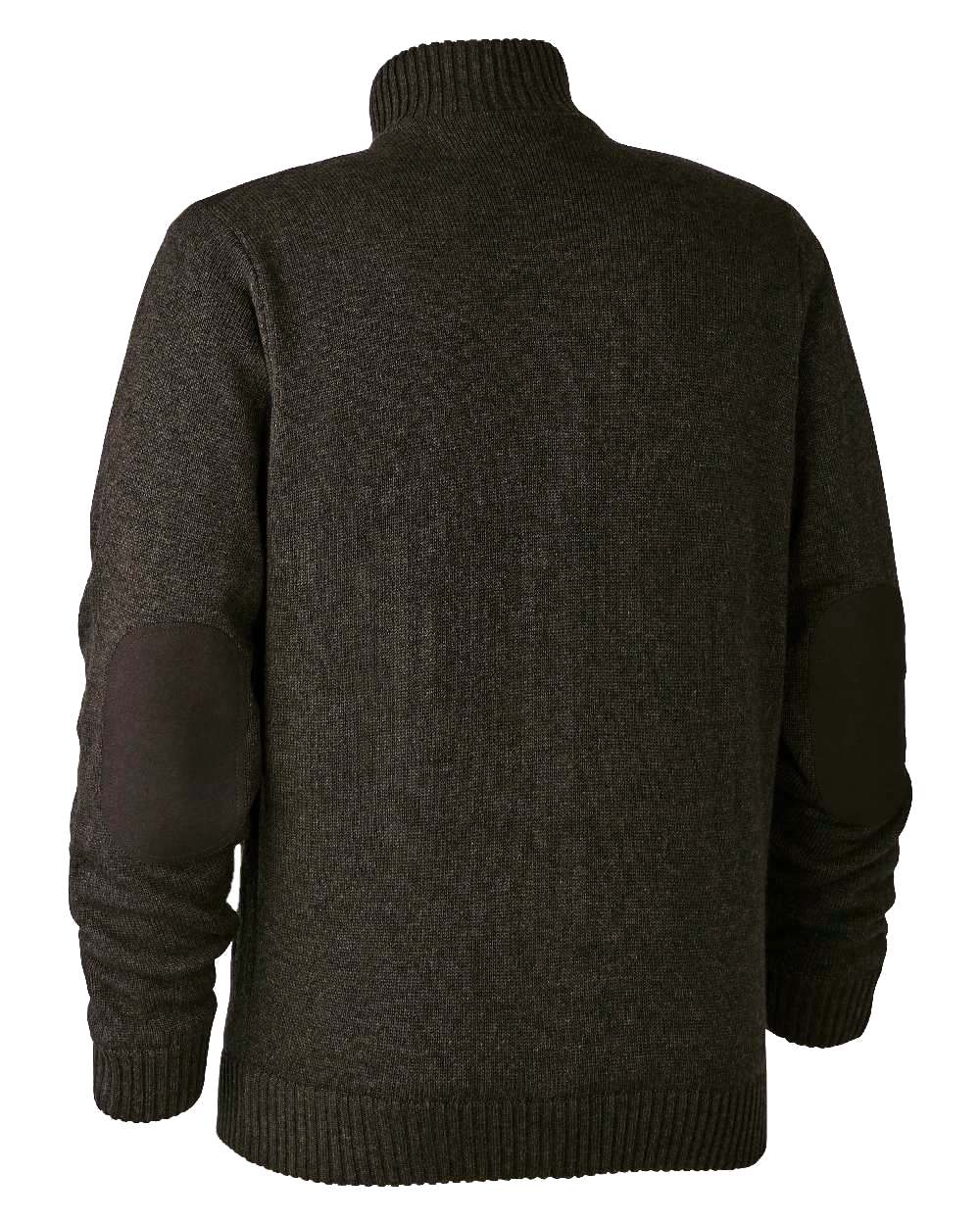 Dark Elm Melange coloured Deerhunter Carlisle Knit Cardigan With Stormliner on white background #colour_dark-elm