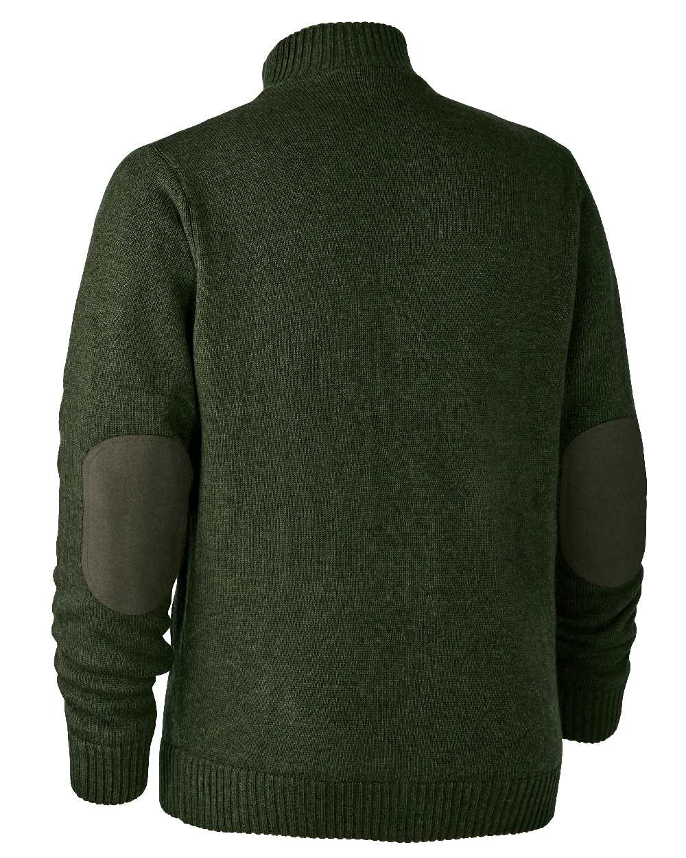 Green Melange coloured Deerhunter Carlisle Knit Cardigan With Stormliner on white background #colour_green-melange