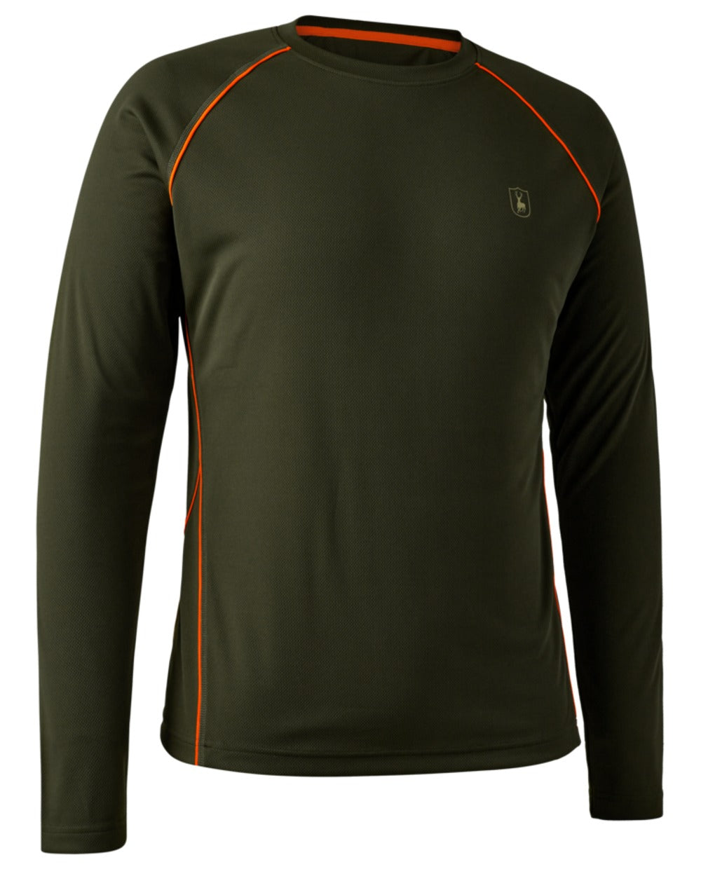 Forest Green Coloued Deerhunter Chamois Long Sleeve T-Shirt on white background #colour_forest-green