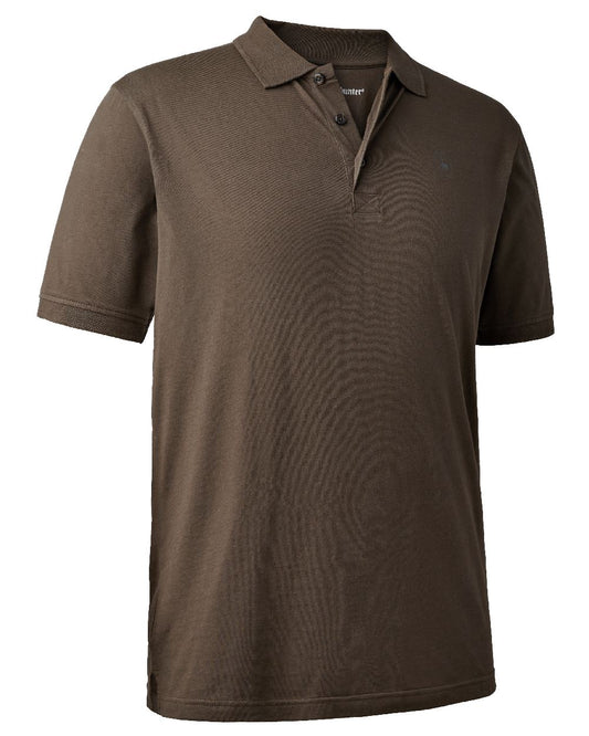 Brown Leaf coloured Deerhunter Christian Polo Shirt on white background #colour_brown-leaf