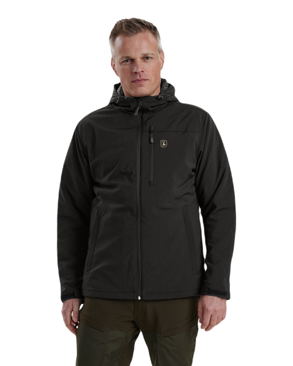 Black coloured Deerhunter Denver Winter Jacket on white background #colour_black
