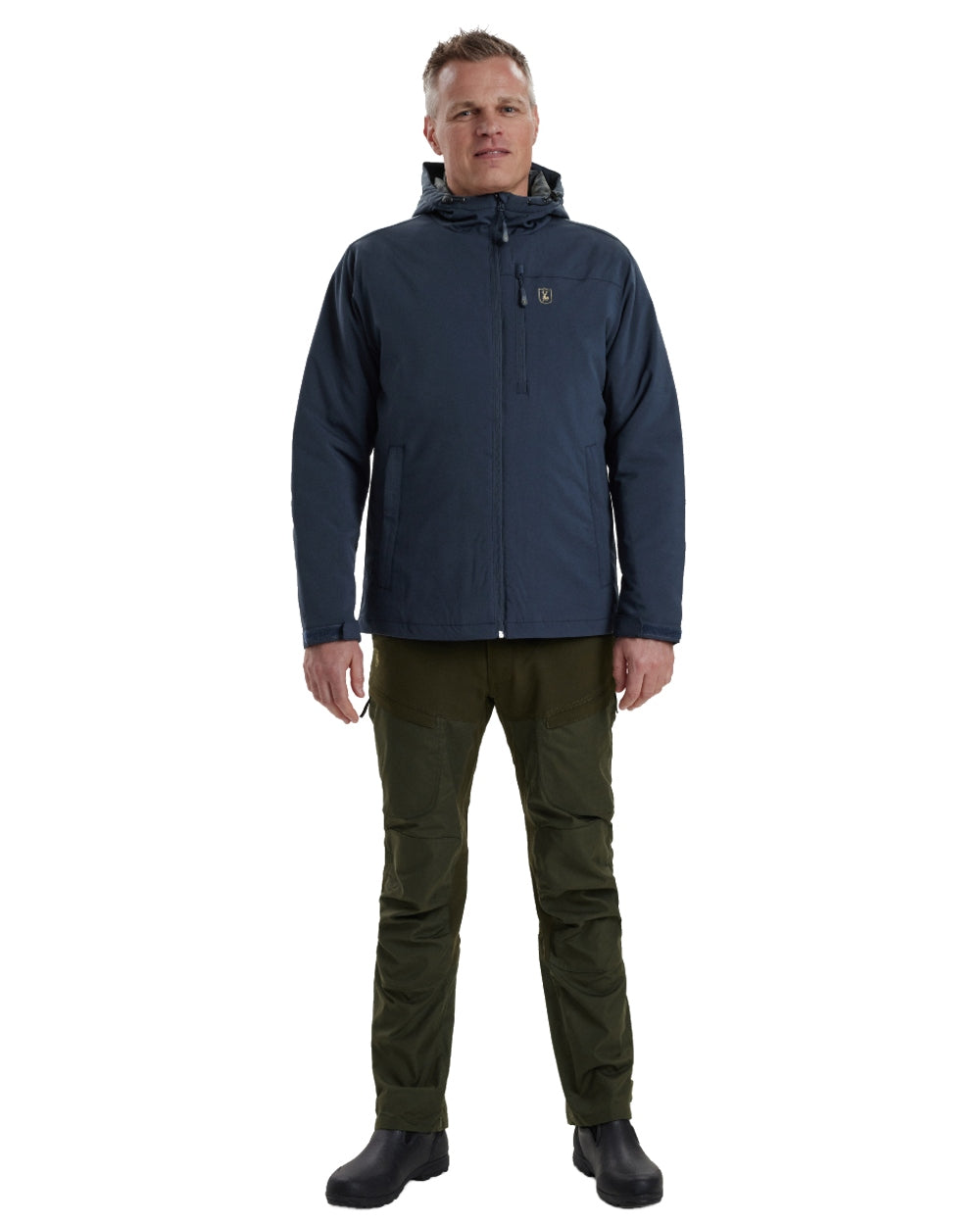 Dark Blue coloured Deerhunter Denver Winter Jacket on white background #colour_dark-blue
