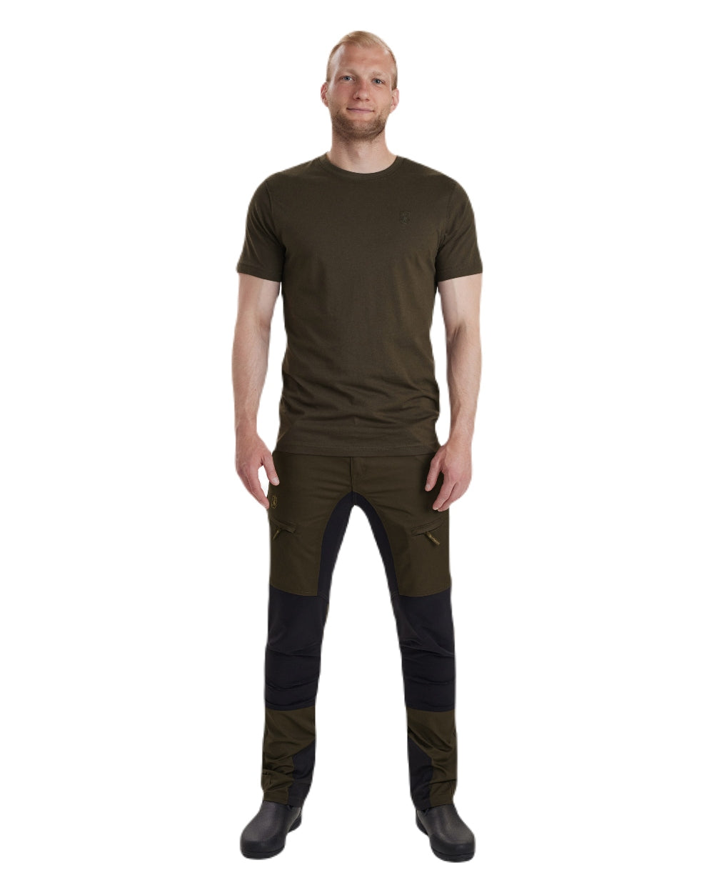 Adventure Green coloured Deerhunter Easton T-Shirt on white background #colour_adventure-green
