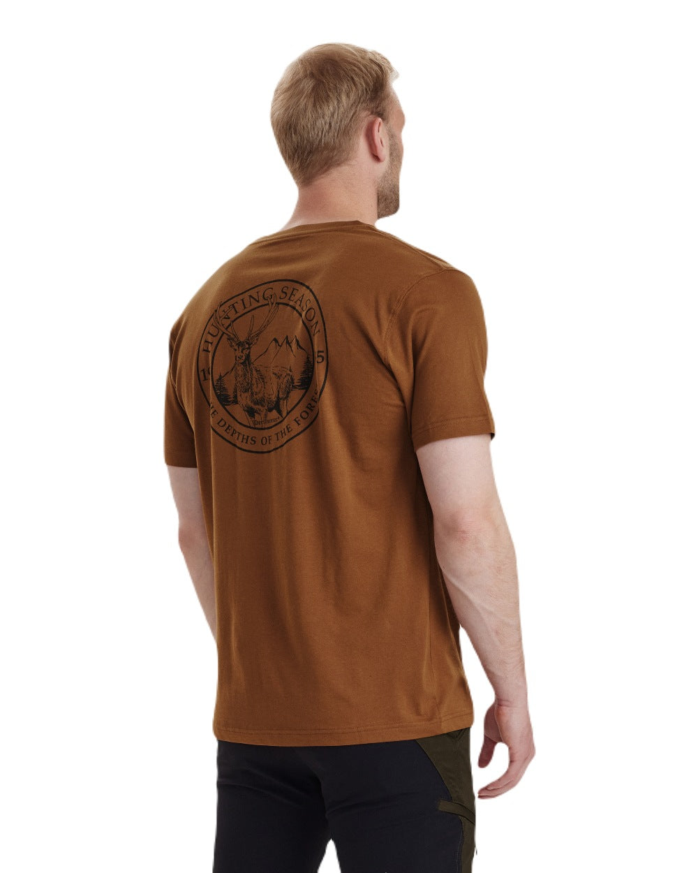 Burnt Orange coloured Deerhunter Easton T-Shirt on white background #colour_burnt-orange