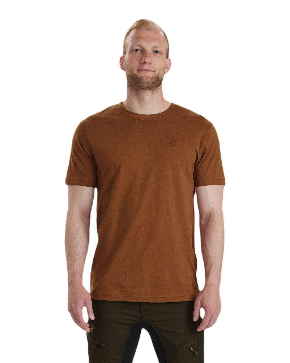 Burnt Orange coloured Deerhunter Easton T-Shirt on white background #colour_burnt-orange