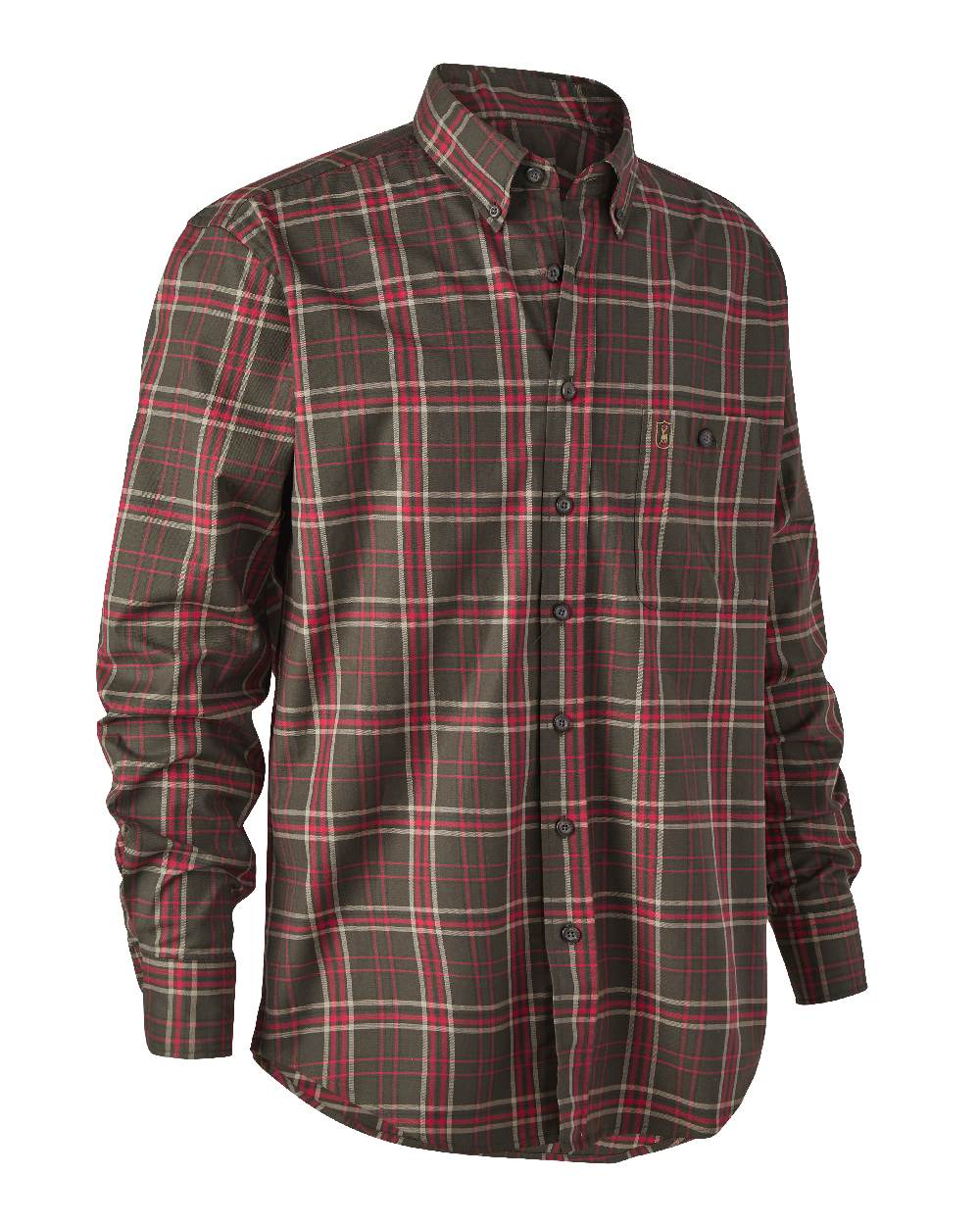 Green Check coloured Deerhunter Eli Shirt on white background #colour_green-check