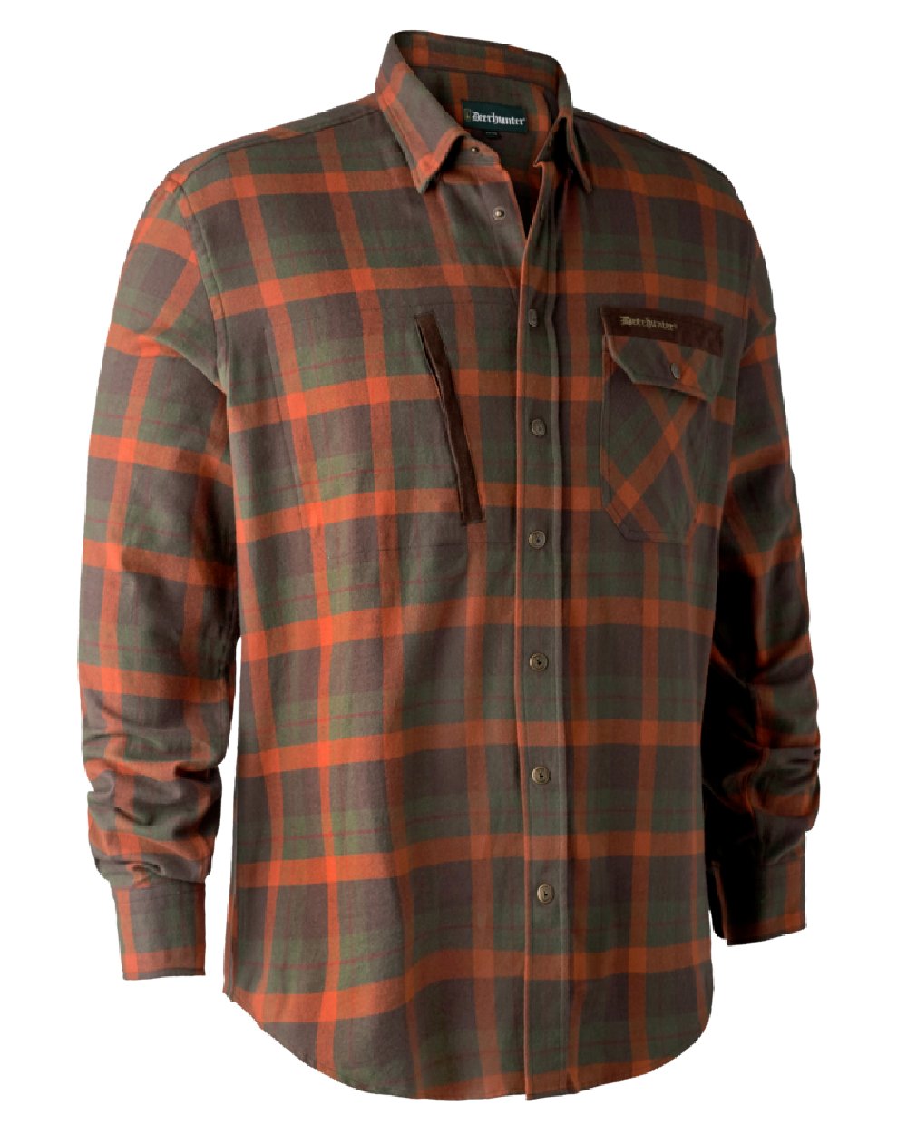 Orange Check coloured Deerhunter Ethan Check Shirt on white background #colour_orange-check