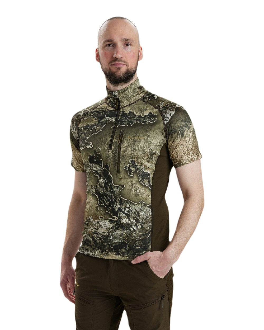 Realtree Excape coloured Deerhunter Excape Insulated T-Shirt with Zip-Neck on white background #colour_realtree-excape