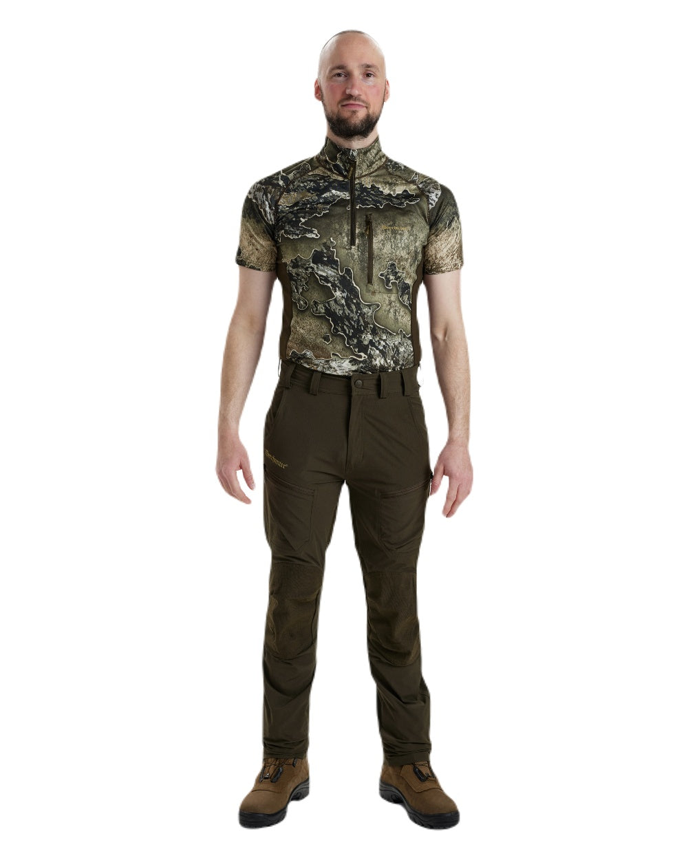 Art Green coloured Deerhunter Excape Light Trousers on white background #colour_art-green