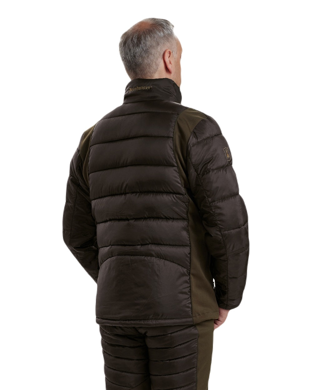 Art Green coloured Deerhunter Excape Quilted Jacket on white background #colour_art-green