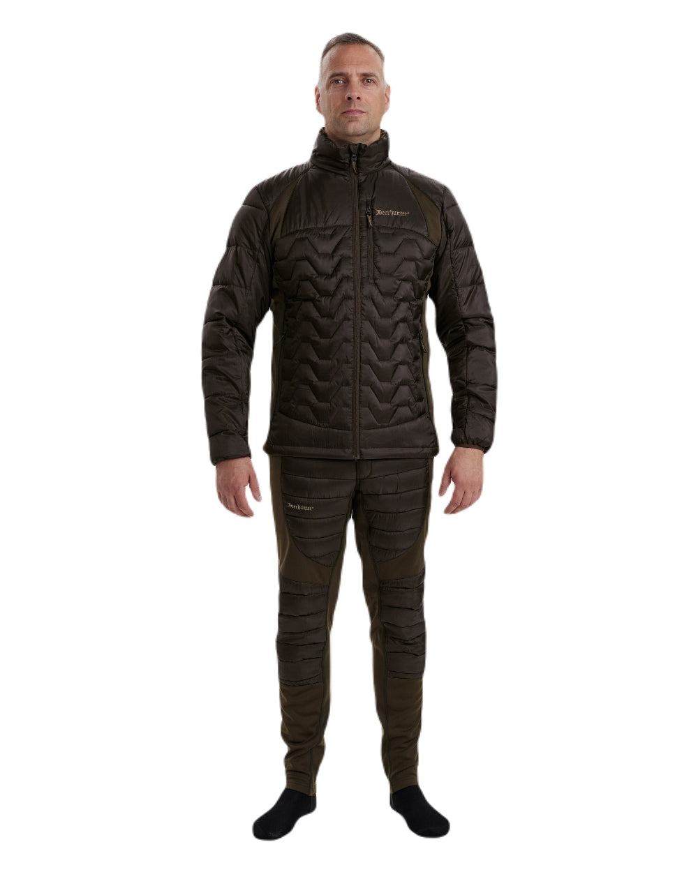 Art Green coloured Deerhunter Excape Quilted Jacket on white background #colour_art-green