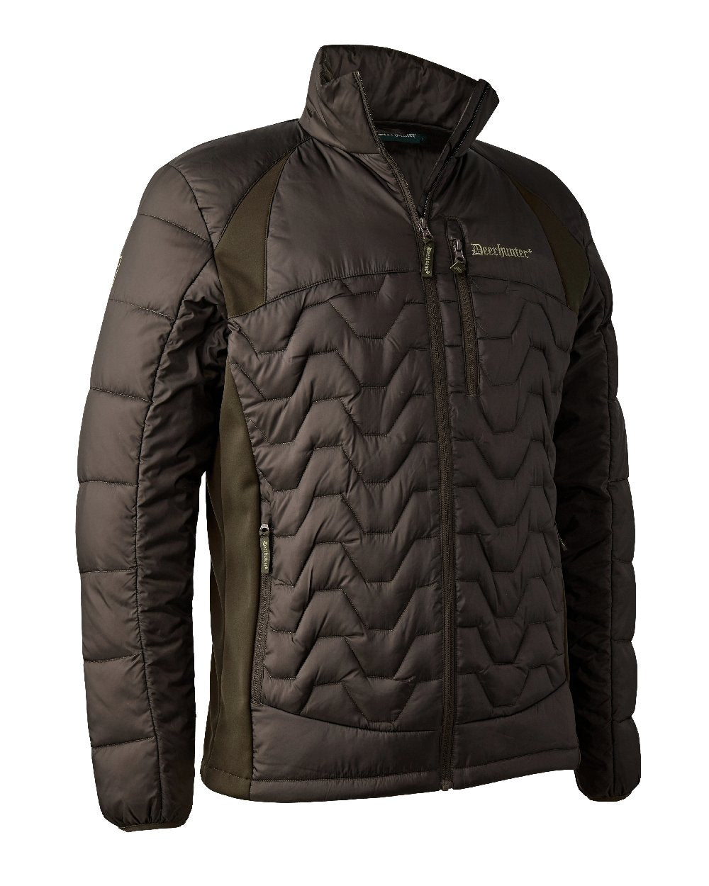 Art Green coloured Deerhunter Excape Quilted Jacket on white background #colour_art-green