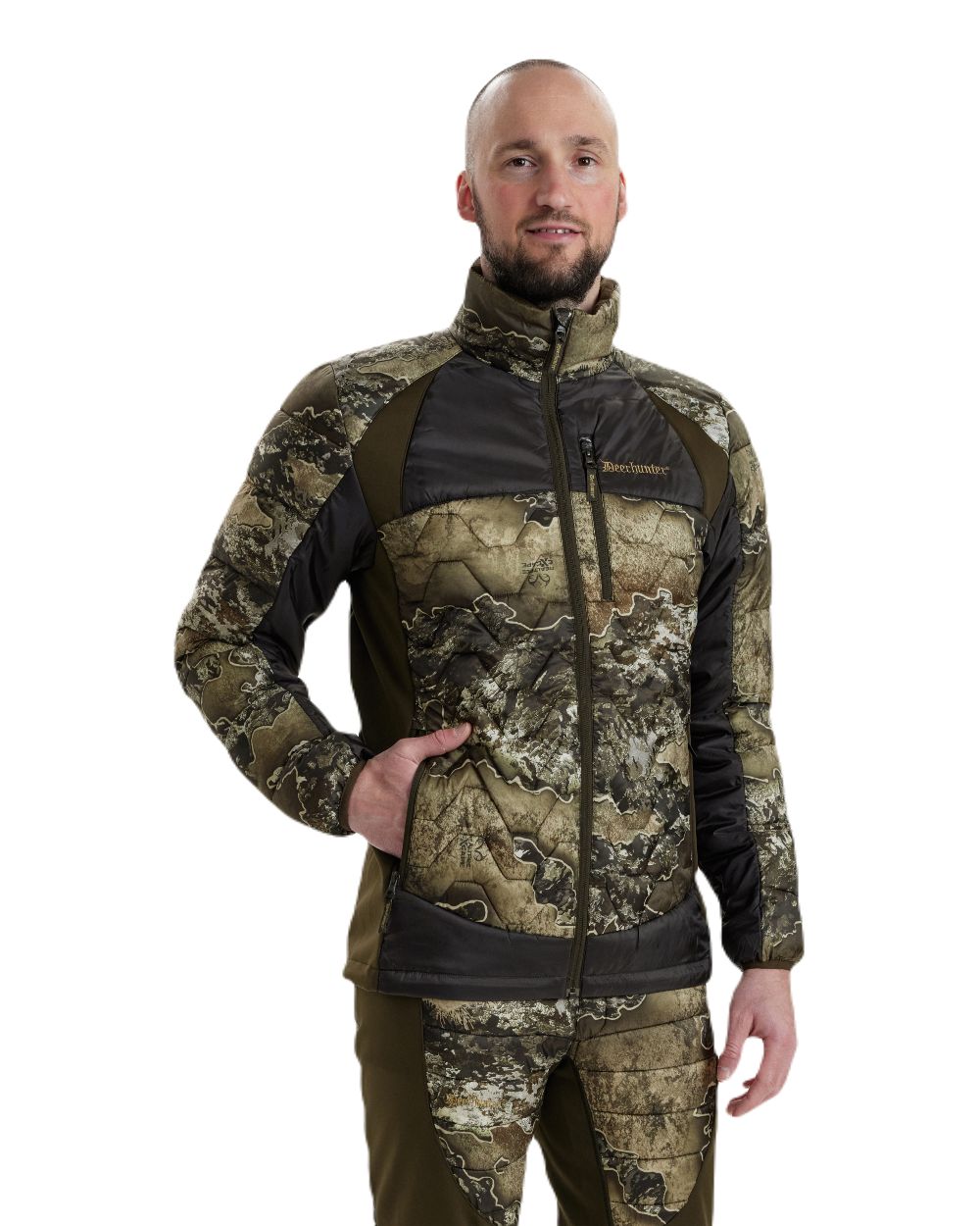 Realtree Excape coloured Deerhunter Excape Quilted Jacket on white background #colour_realtree-excape