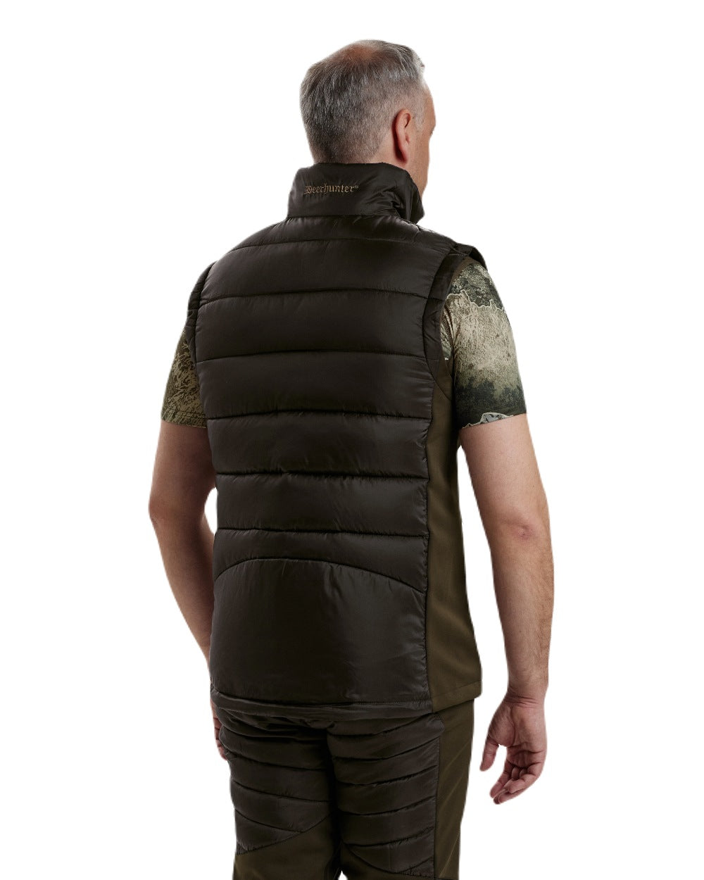 Art Green coloured Deerhunter Excape Quilted Waistcoat on white background #colour_art-green