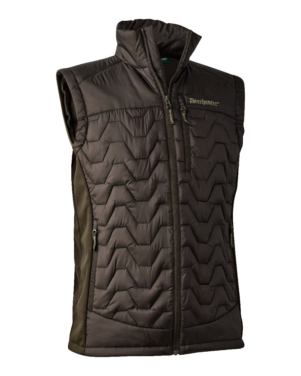 Art Green coloured Deerhunter Excape Quilted Waistcoat on white background #colour_art-green