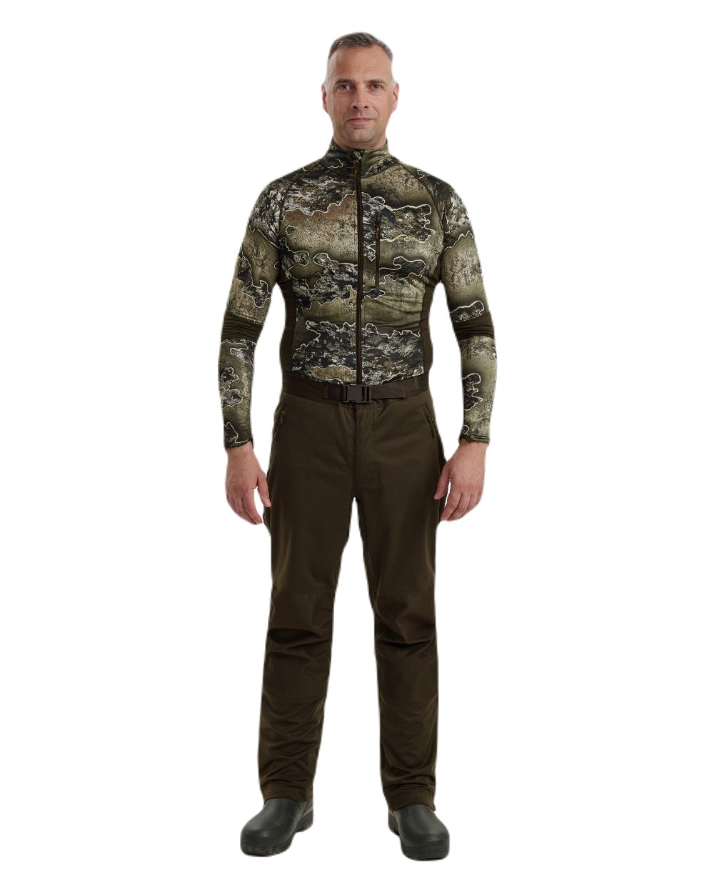 Art Green coloured Deerhunter Excape Rain Trousers on white background #colour_art-green
