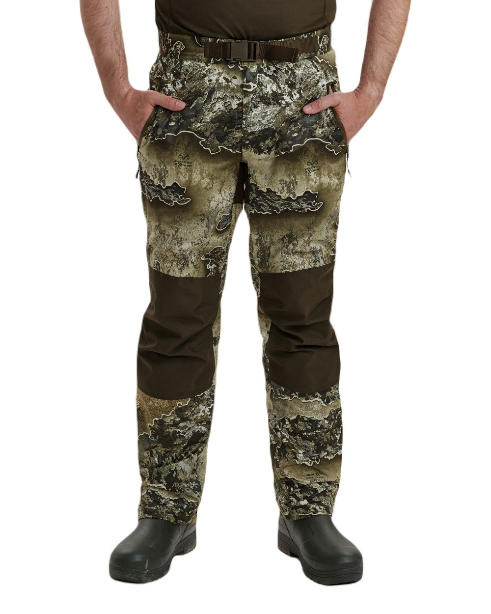 Realtree Excape coloured Deerhunter Excape Rain Trousers on white background #colour_realtree-excape