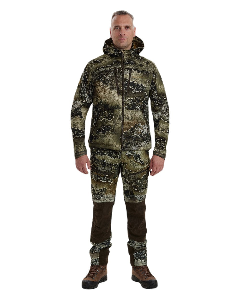 Realtree Excape coloured Deerhunter Excape Softshell Jacket on white background #colour_realtree-excape