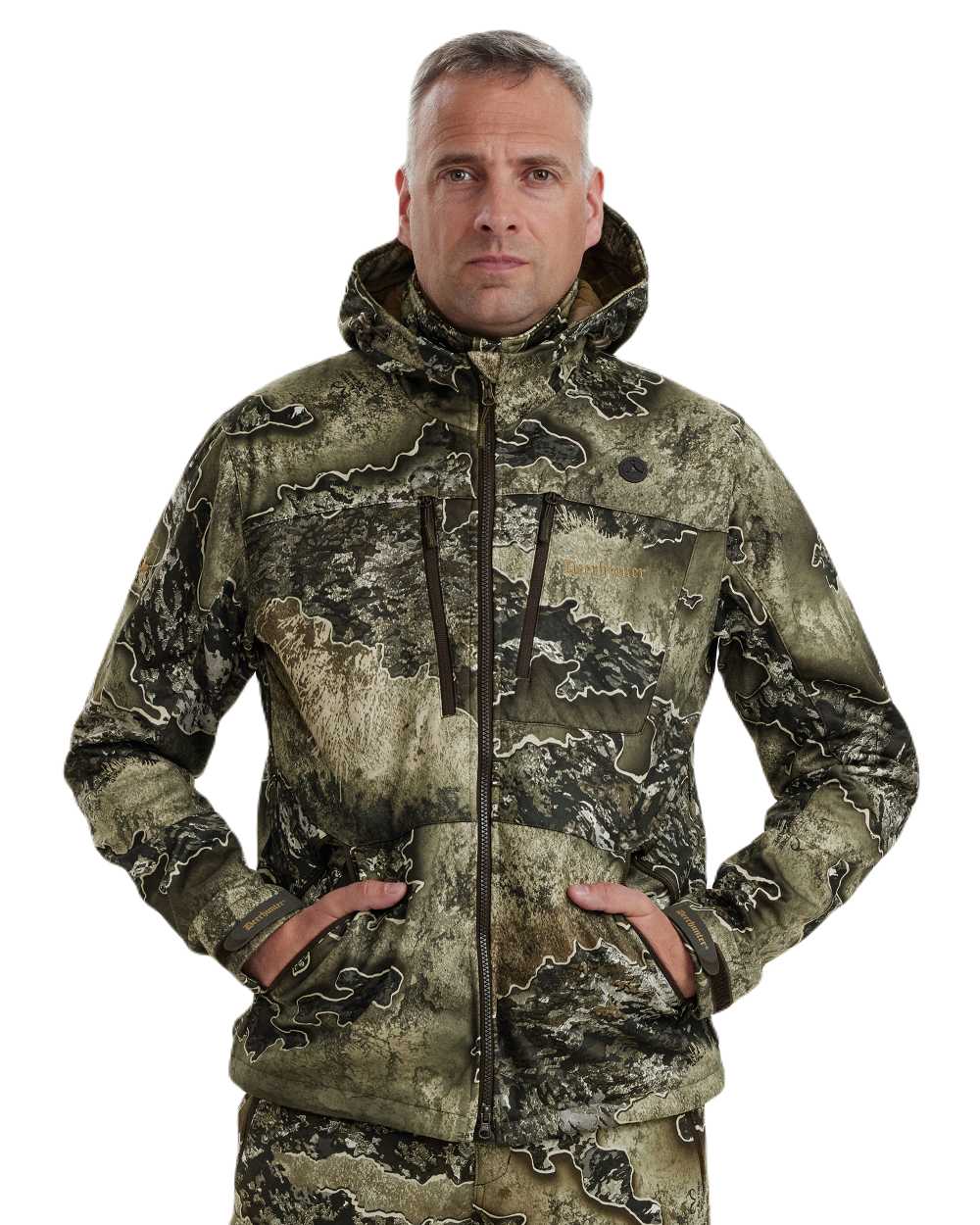 Realtree Excape coloured Deerhunter Excape Softshell Jacket on white background #colour_realtree-excape