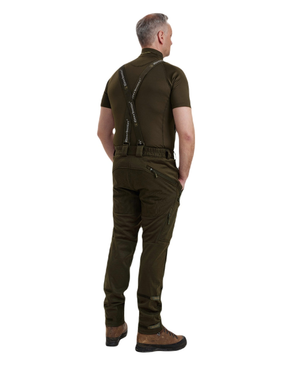 Art Green coloured Deerhunter Excape Softshell Trousers on white background #colour_art-green