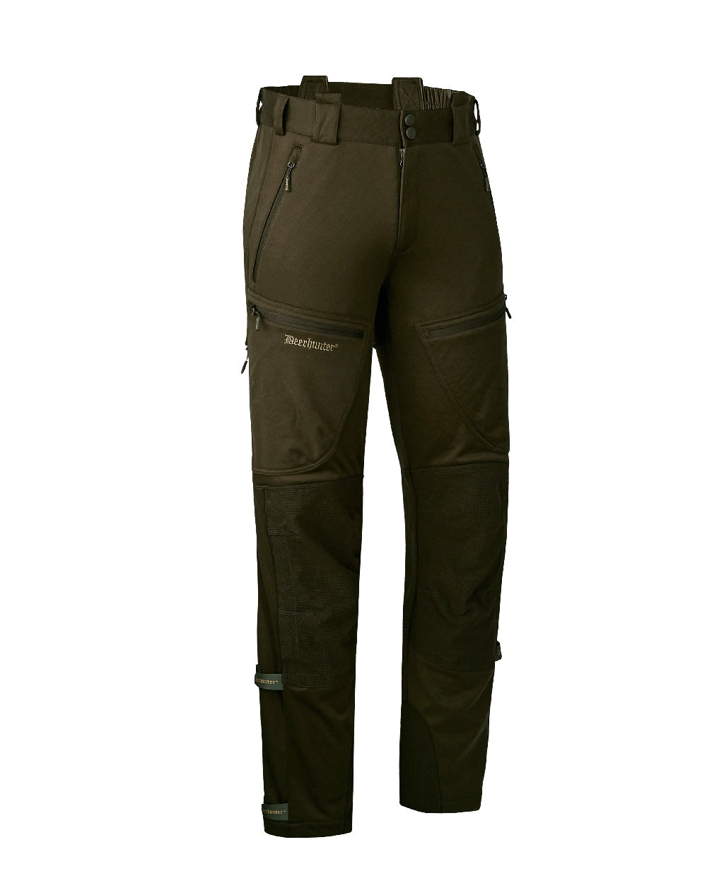 Art Green coloured Deerhunter Excape Softshell Trousers on white background #colour_art-green