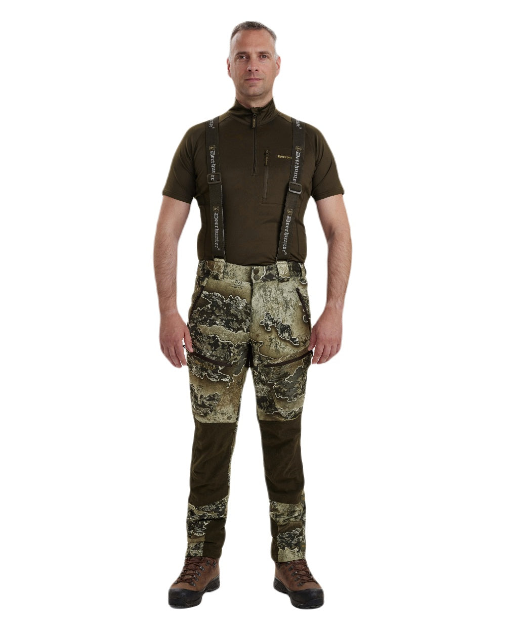 Realtree Excape coloured Deerhunter Excape Softshell Trousers on white background #colour_realtree-excape