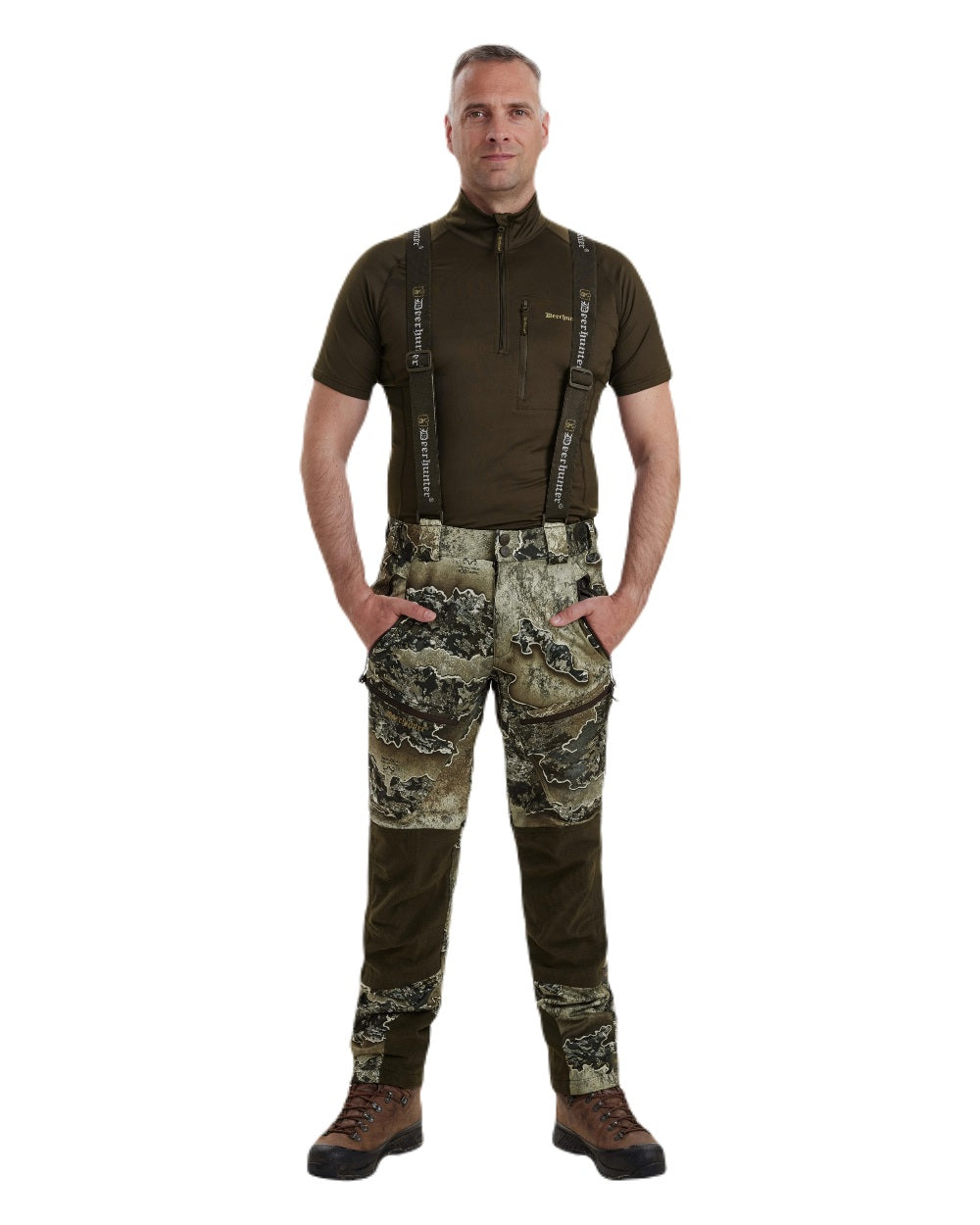 Realtree Excape coloured Deerhunter Excape Softshell Trousers on white background #colour_realtree-excape