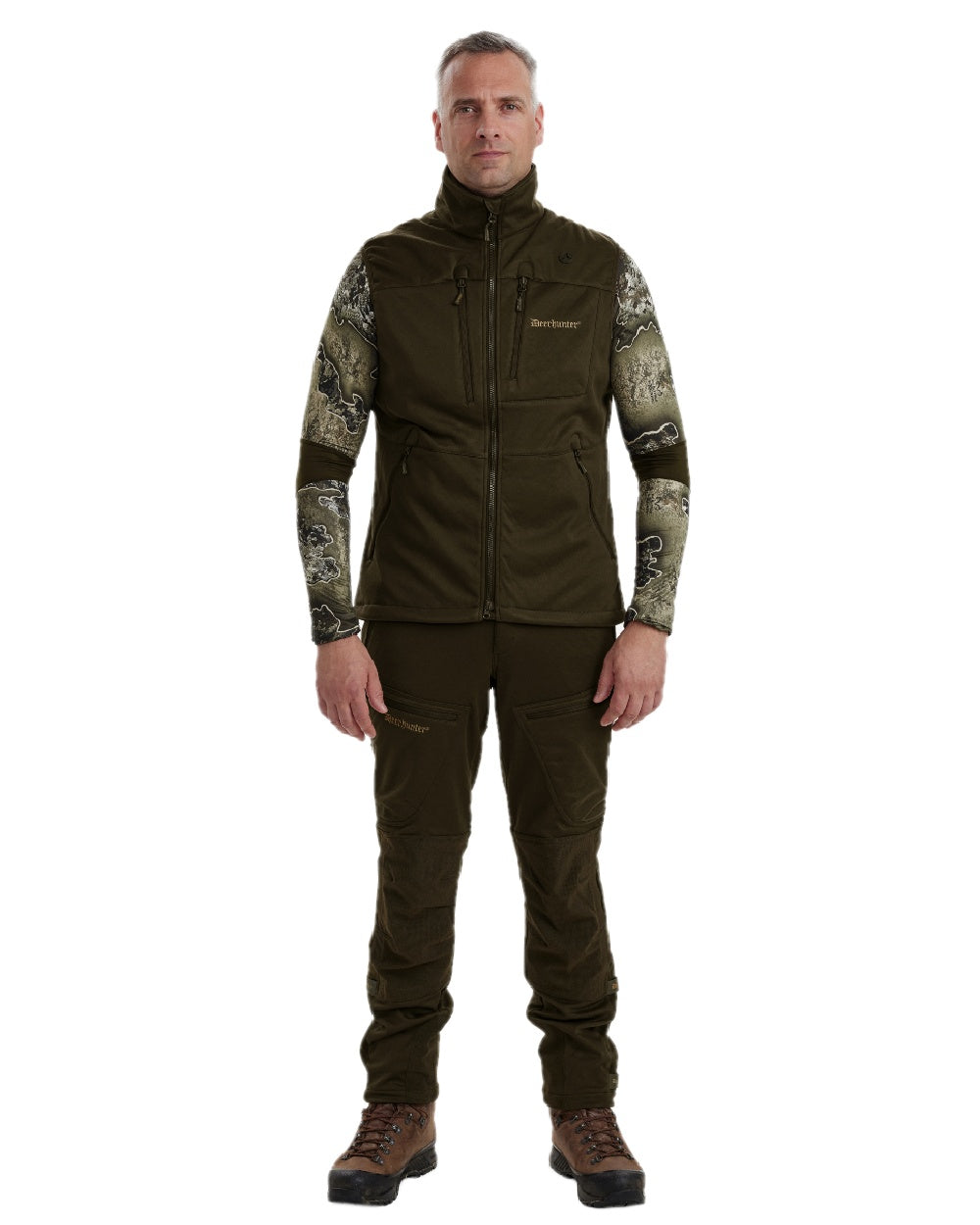 Art Green coloured Deerhunter Excape Softshell Waistcoat on white background #colour_art-green