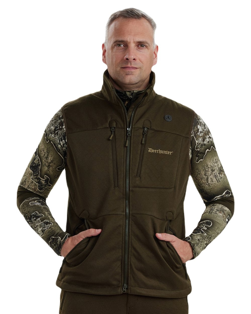 Art Green coloured Deerhunter Excape Softshell Waistcoat on white background #colour_art-green