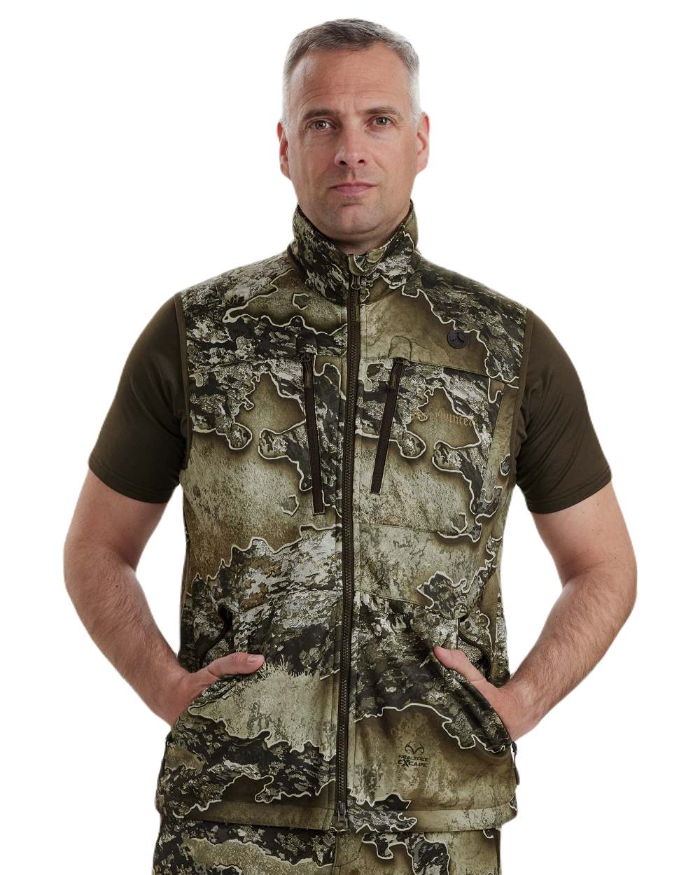 Realtree Excape coloured Deerhunter Excape Softshell Waistcoat on white background #colour_realtree-excape