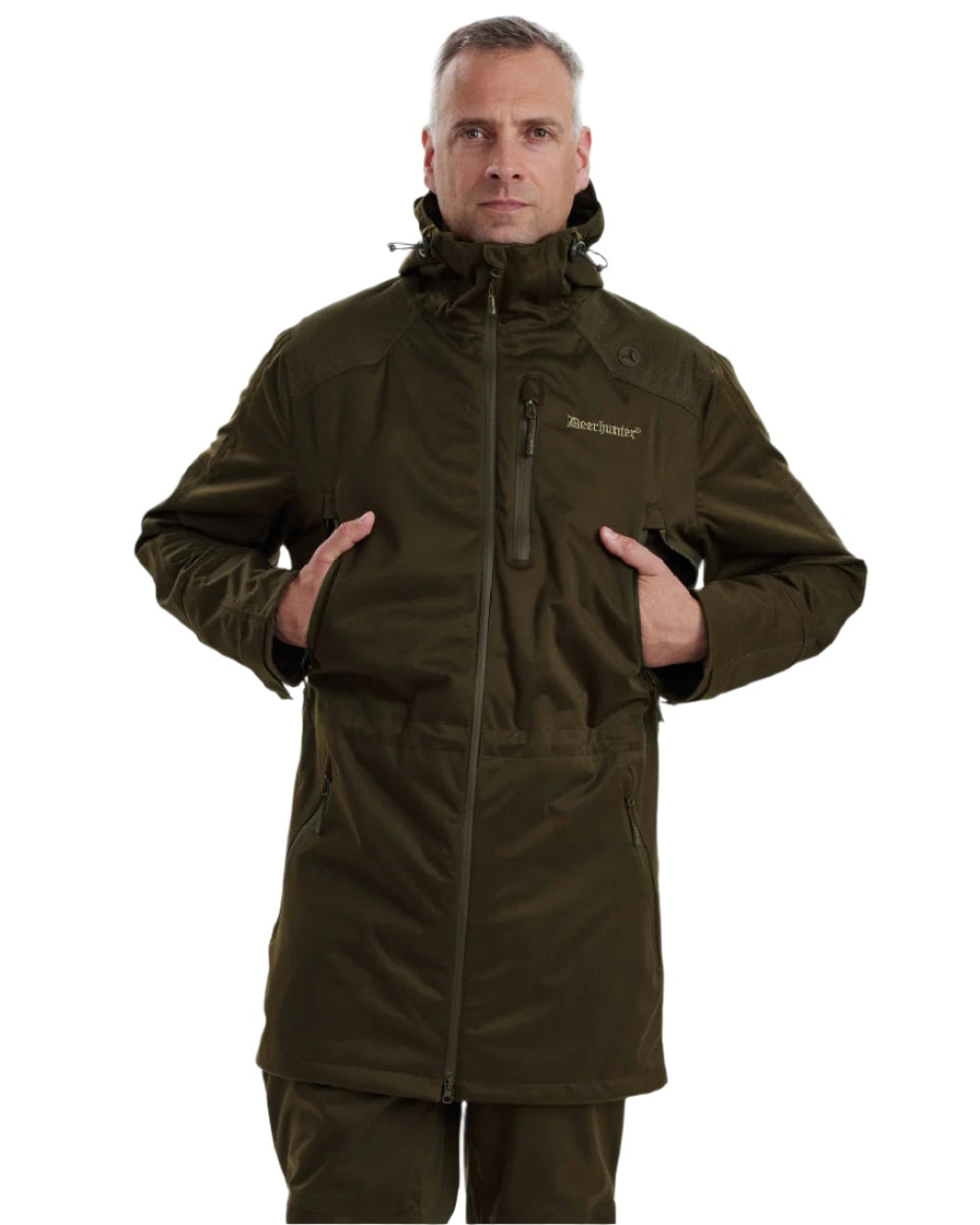 Art Green coloured Deerhunter Excape Waterproof Rain Jacket on white background #colour_art-green