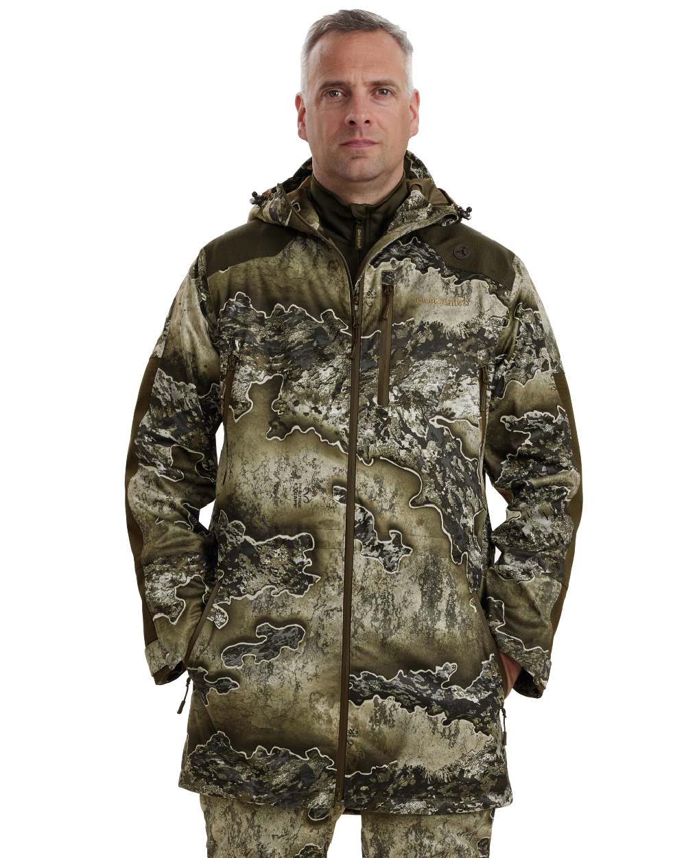 Realtree Excape coloured Deerhunter Excape Waterproof Rain Jacket on white background #colour_realtree-excape