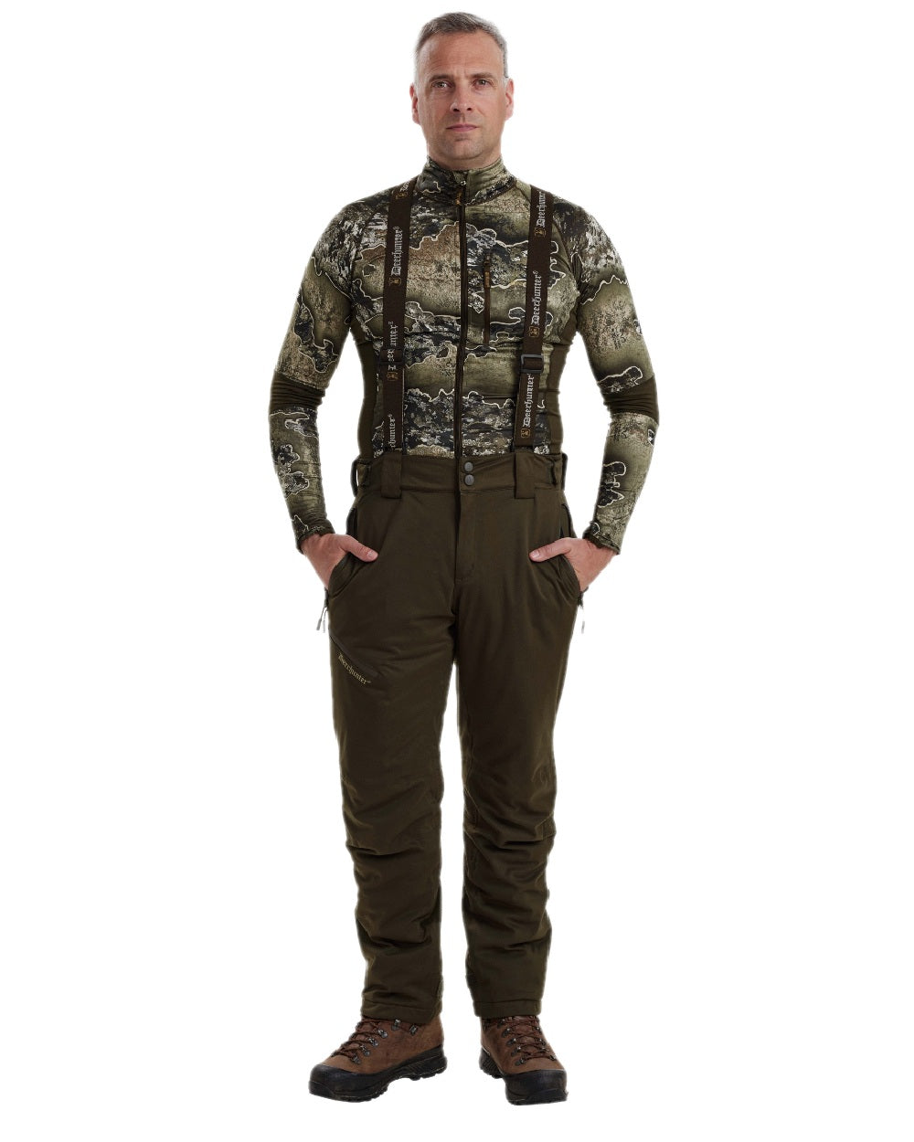 Art Green coloured Deerhunter Excape Winter Waterproof Trousers on white background #colour_art-green