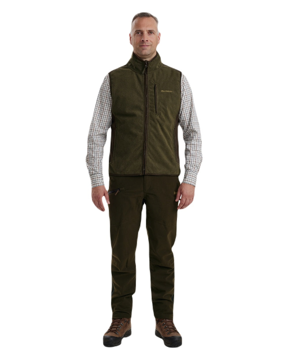 Graphite Green coloured Deerhunter Gamekeeper Bonded Fleece Waistcoat on white background #colour_graphite-green