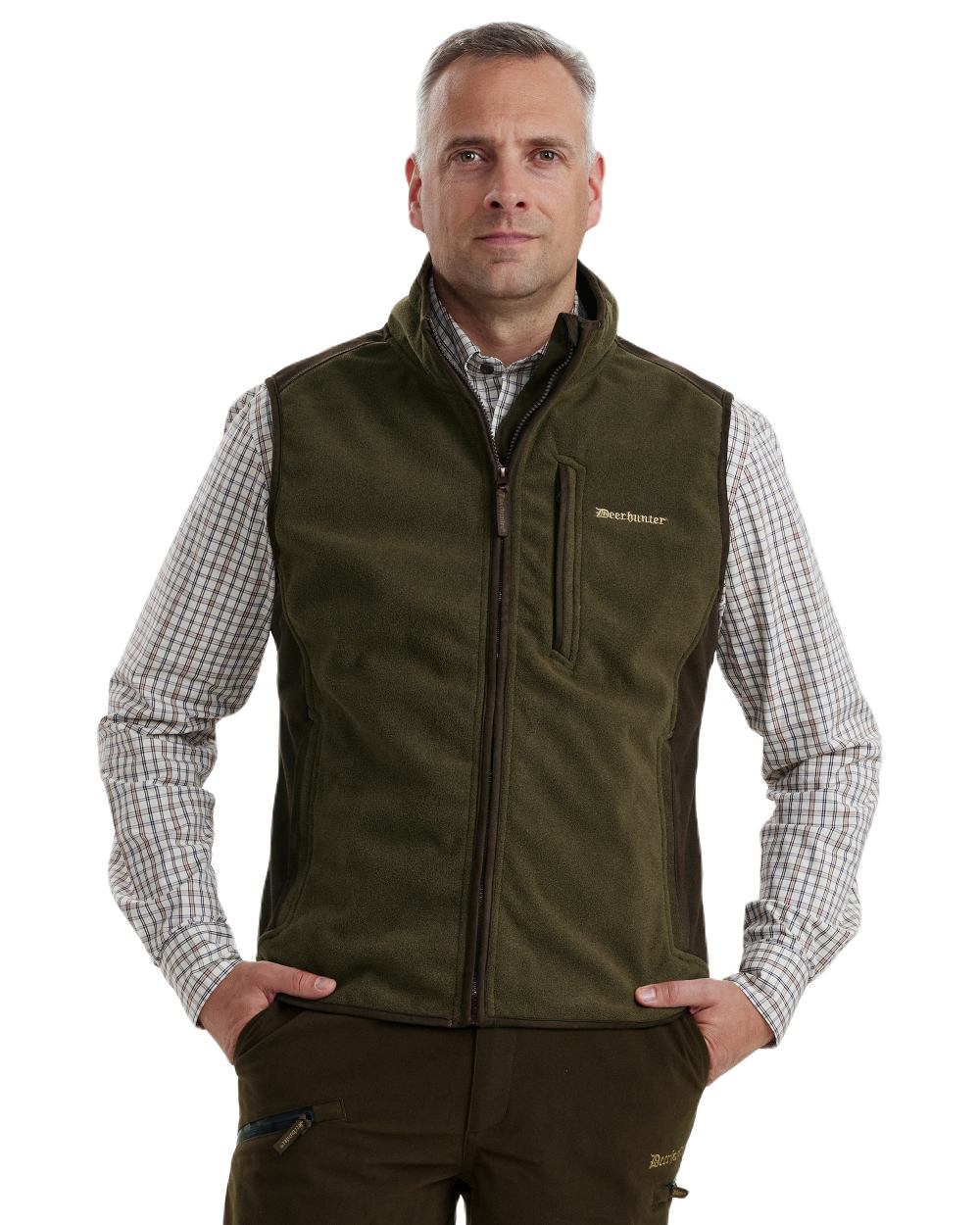 Graphite Green coloured Deerhunter Gamekeeper Bonded Fleece Waistcoat on white background #colour_graphite-green