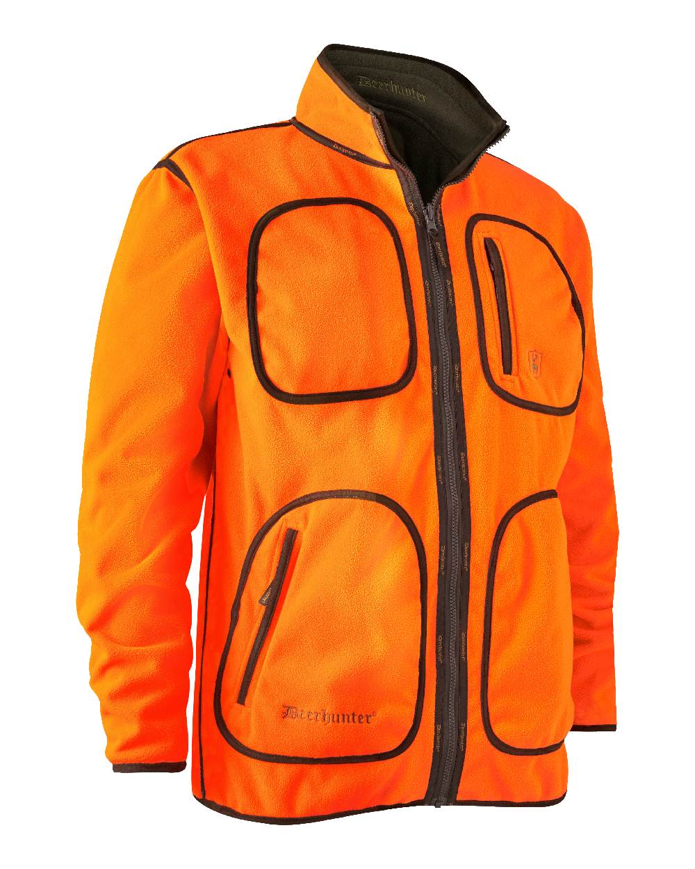 Canteen Orange coloured Deerhunter Gamekeeper Reversible Bonded Fleece Jacket on white background #colour_canteen-orange