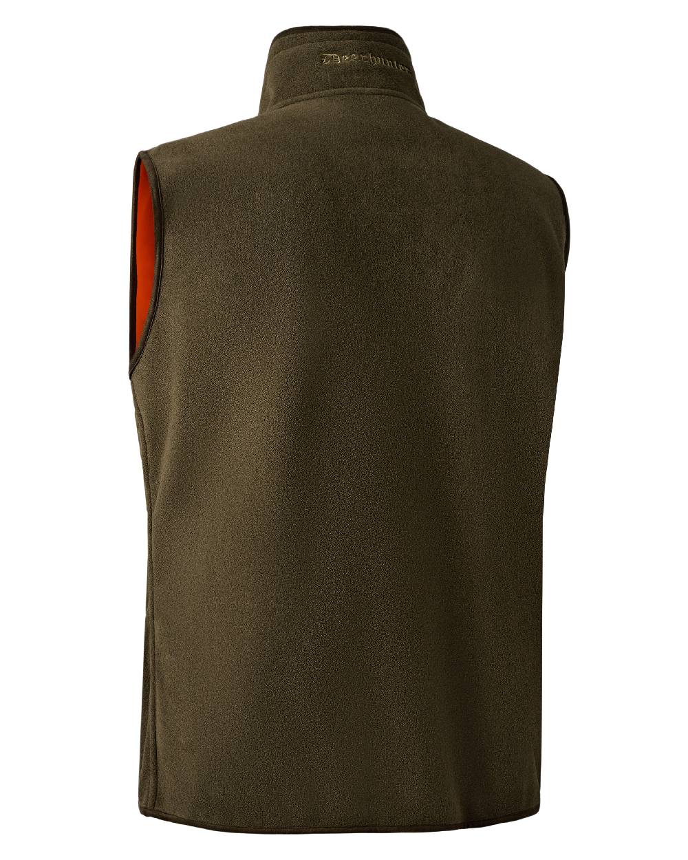 Safety Orange coloured Deerhunter Gamekeeper Reversible Fleece Waistcoat on white background #colour_safety-orange