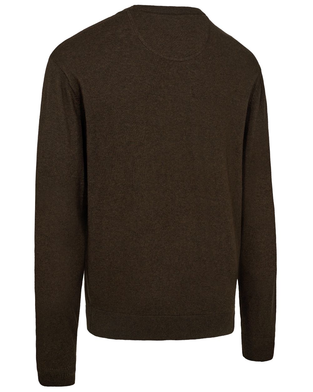 Brown Melange coloured Deerhunter Harrington O-Neck Knit Pullover on white background #colour_brown-melange