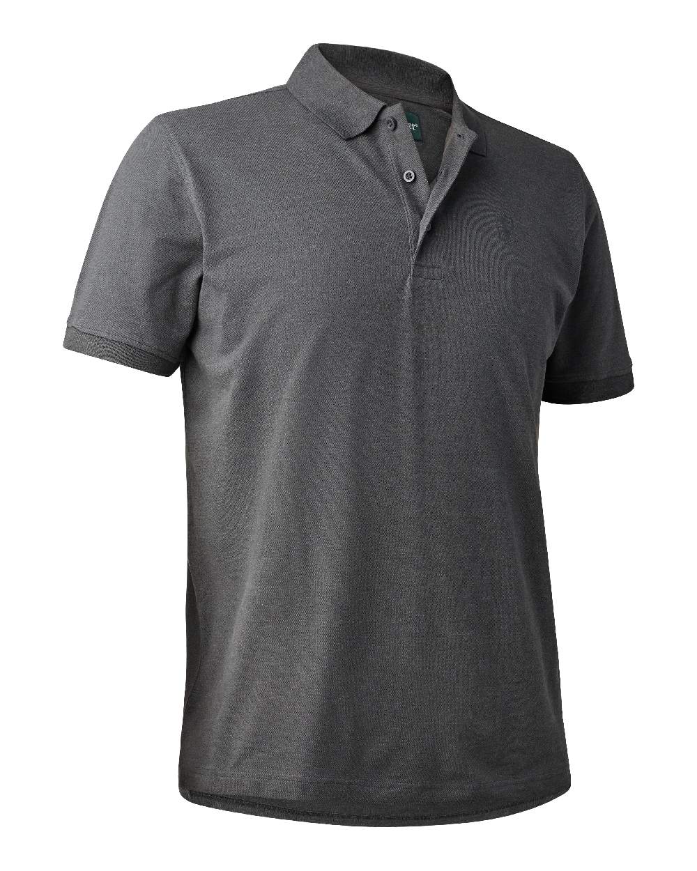 Dark Grey Melange Deerhunter Harris Polo Shirt on white background #colour_dark-grey-melange