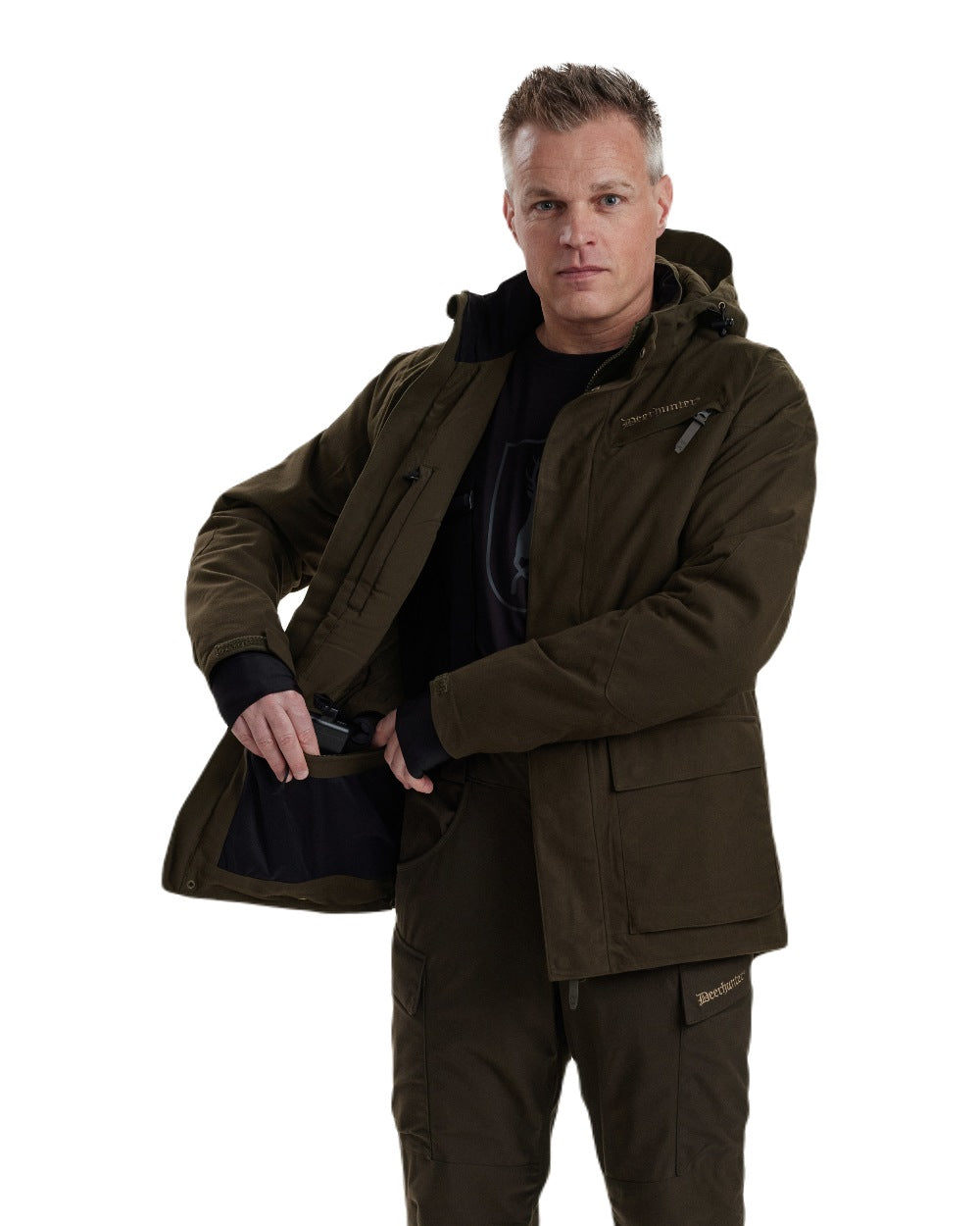 Wood coloured Deerhunter Heat Game Jacket on white background #colour_wood