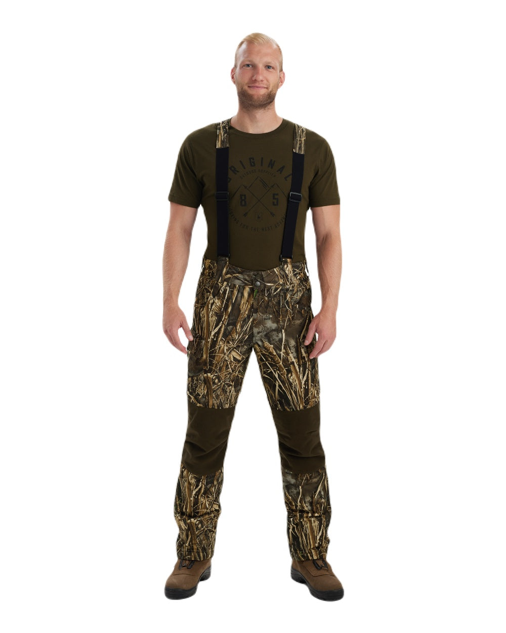 Realtree Max-7 coloured Deerhunter Heat Game Trousers on white background #colour_realtree-max-7
