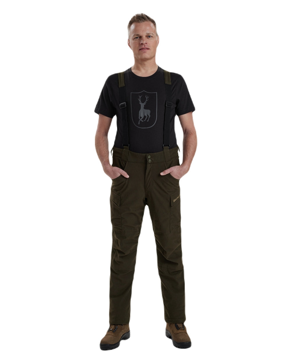 Wood coloured Deerhunter Heat Game Trousers on white background #colour_wood