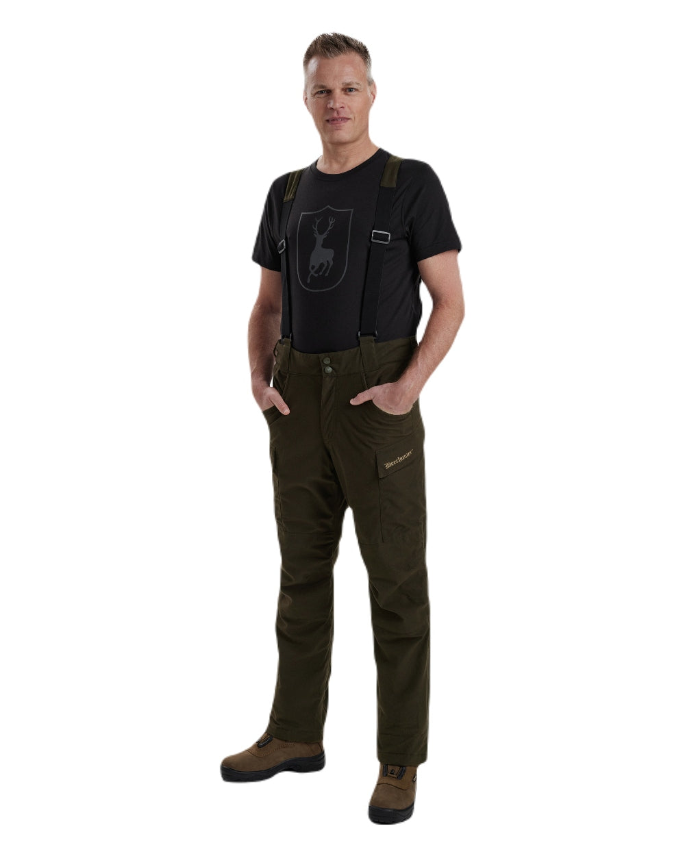 Wood coloured Deerhunter Heat Game Trousers on white background #colour_wood
