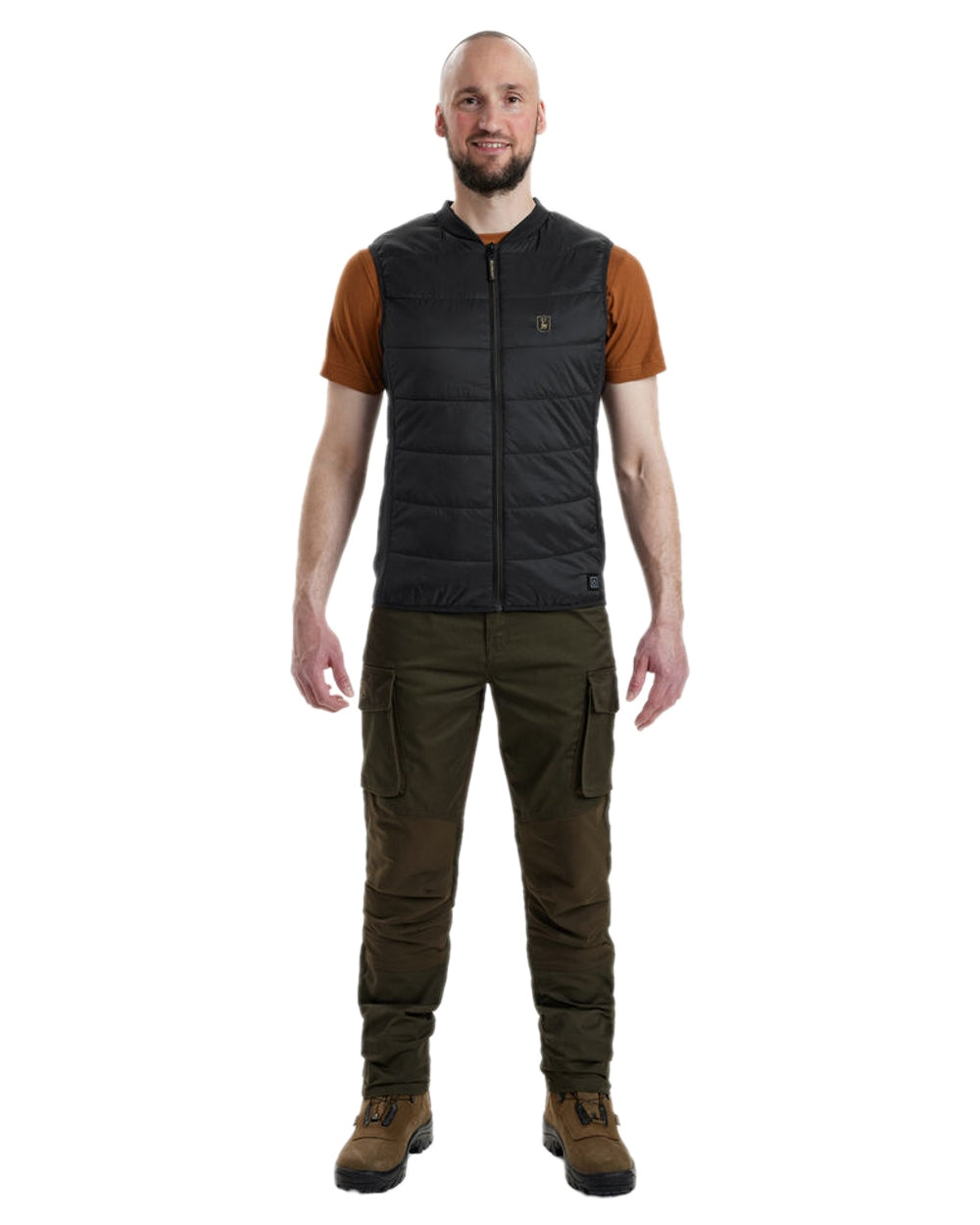 Black Coloured Deerhunter Heat Inner Waistcoat on white background #colour_black