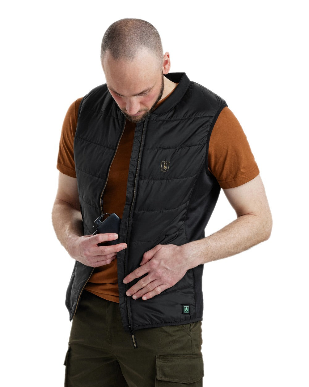 Black Coloured Deerhunter Heat Inner Waistcoat on white background #colour_black