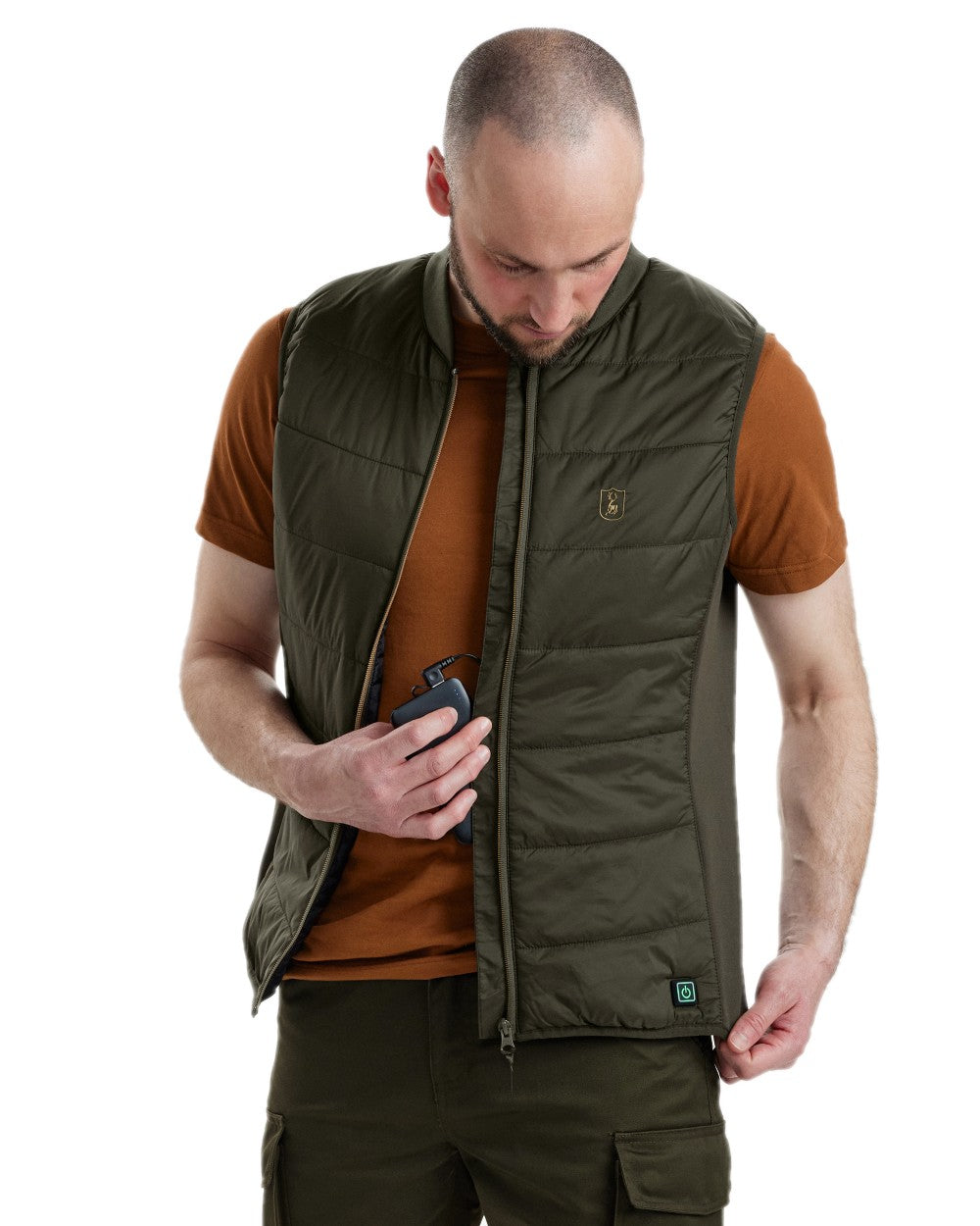 Deep Green Coloured Deerhunter Heat Inner Waistcoat on white background #colour_deep-green