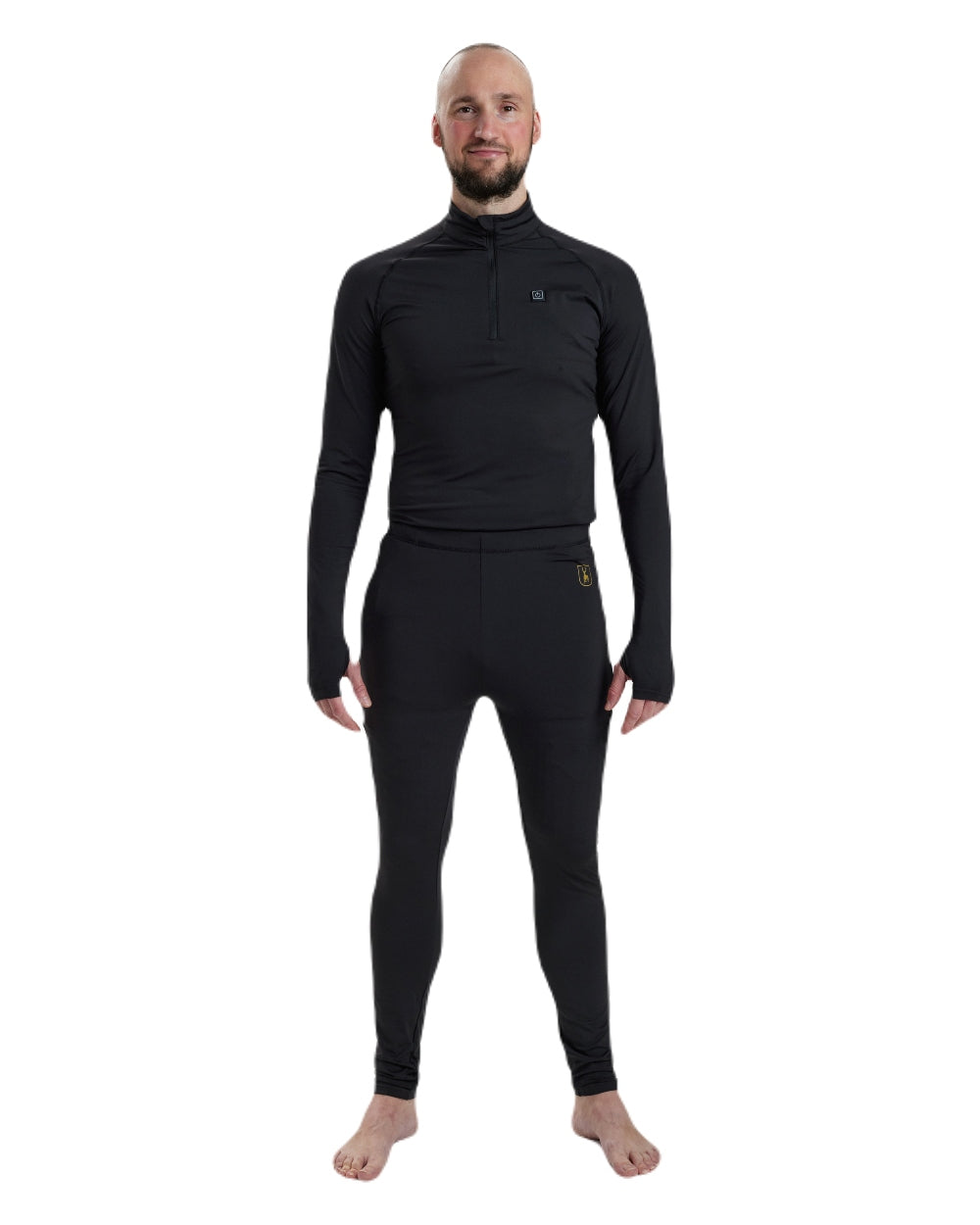 Black coloured Deerhunter Heat Long Johns on white background #colour_black