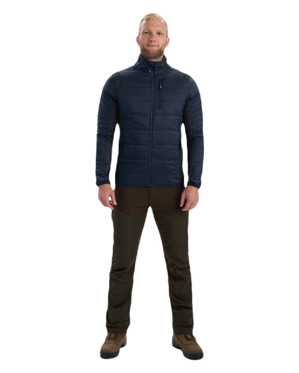 Dark Blue coloured Deerhunter Heat Padded Jacket on white background #colour_dark-blue