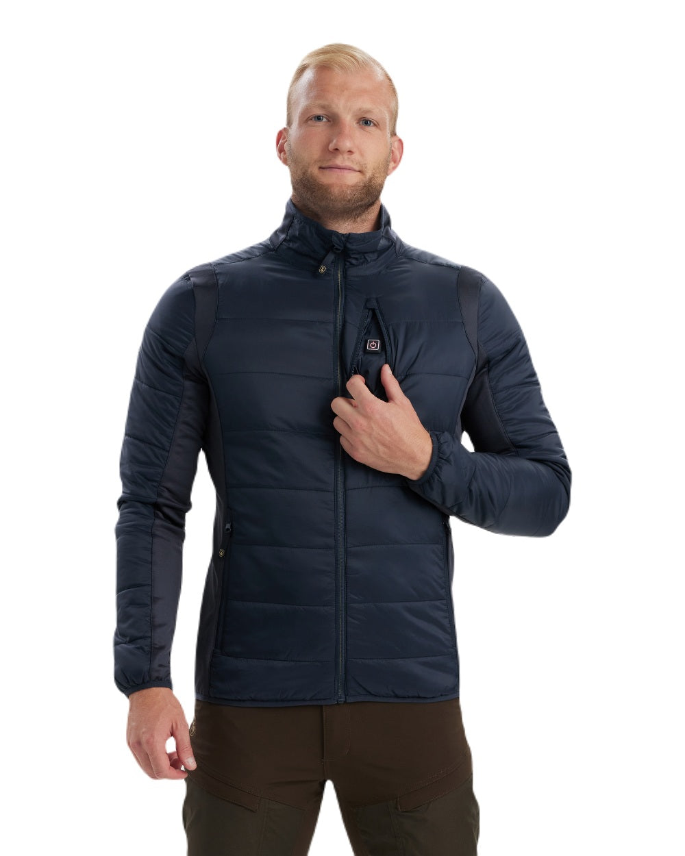 Dark Blue coloured Deerhunter Heat Padded Jacket on white background #colour_dark-blue