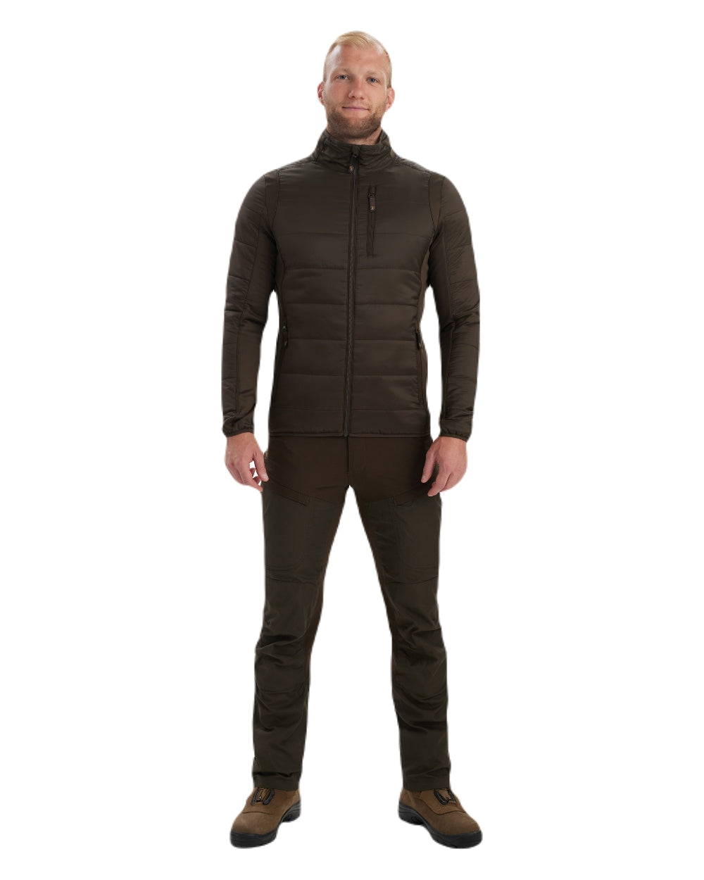 Wood coloured Deerhunter Heat Padded Jacket on white background #colour_wood